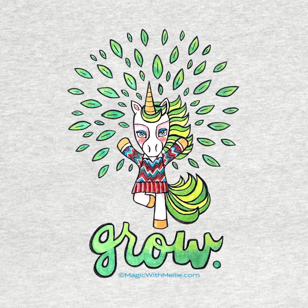 Grow — Yoga Unicorn — Animals of Inspiration Illustration series by mellierosetest